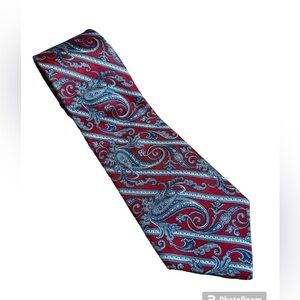 Christian Dior 100% silk red, blue, white Paisley men’s necktie